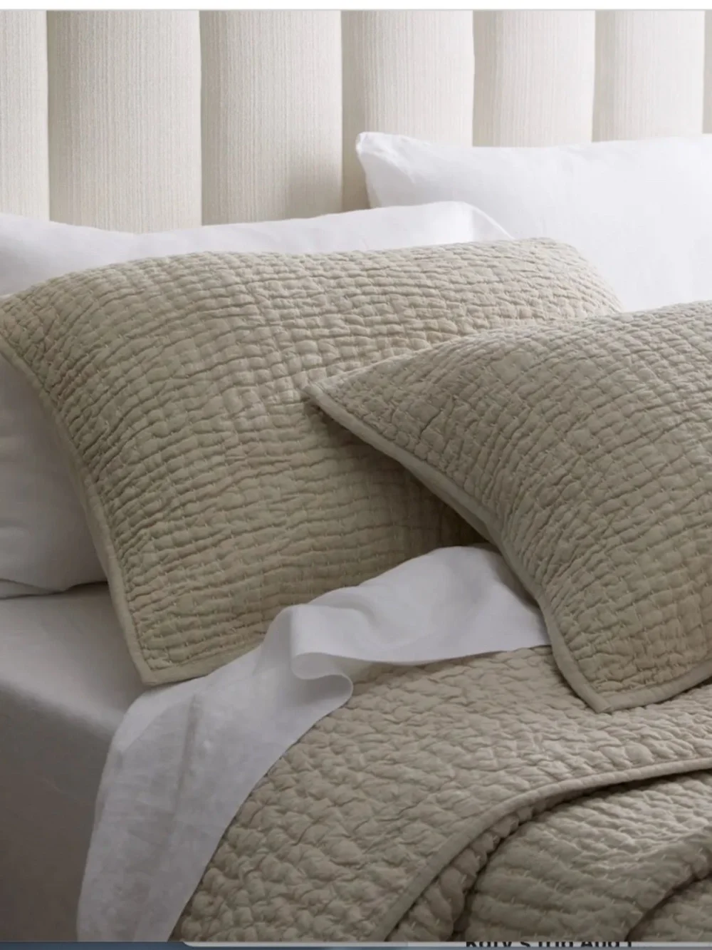 Quince King European Linen Cotton Stitch Quilt Set with Shams in Natural